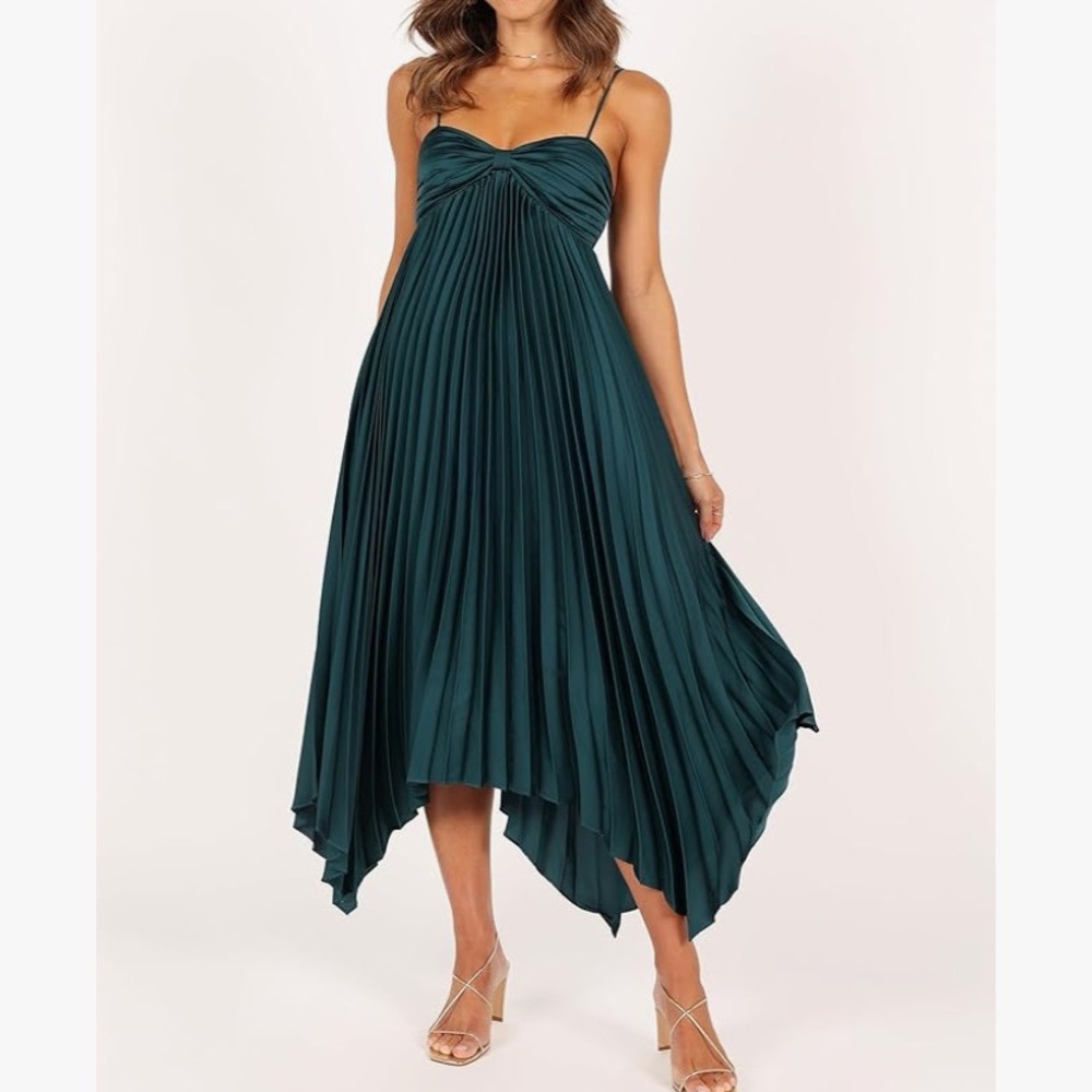Petal & Pup Asymmetrical Teal Dress